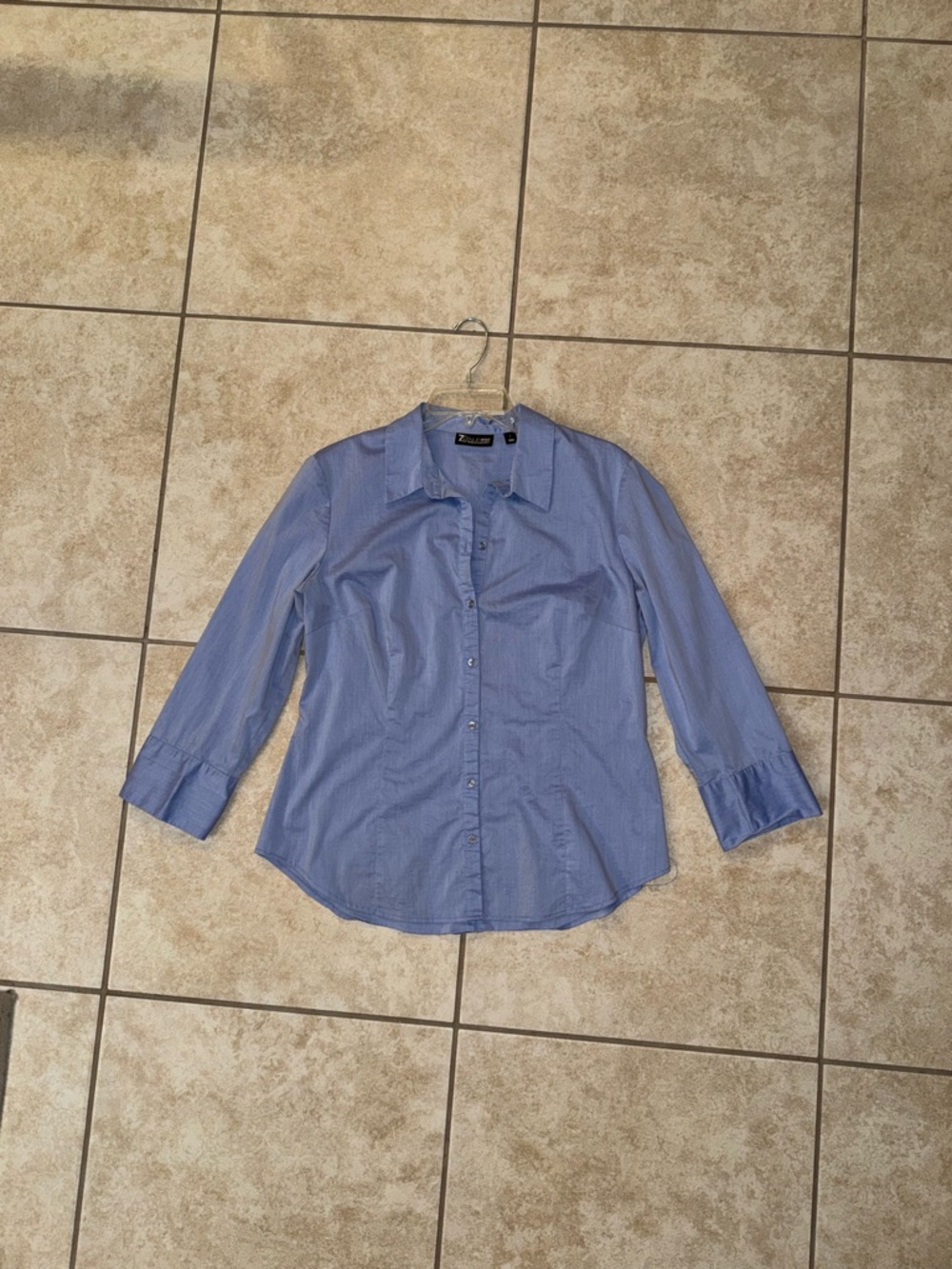 7th Avenue Vintage OG Light Blue Pinstripe Button Down Ling Sleeve Blouse Shirt